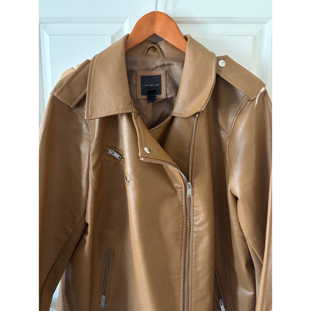 Lane Bryant Faux Leather Moto Jacket 22/24 Camel - Picture 3 of 12